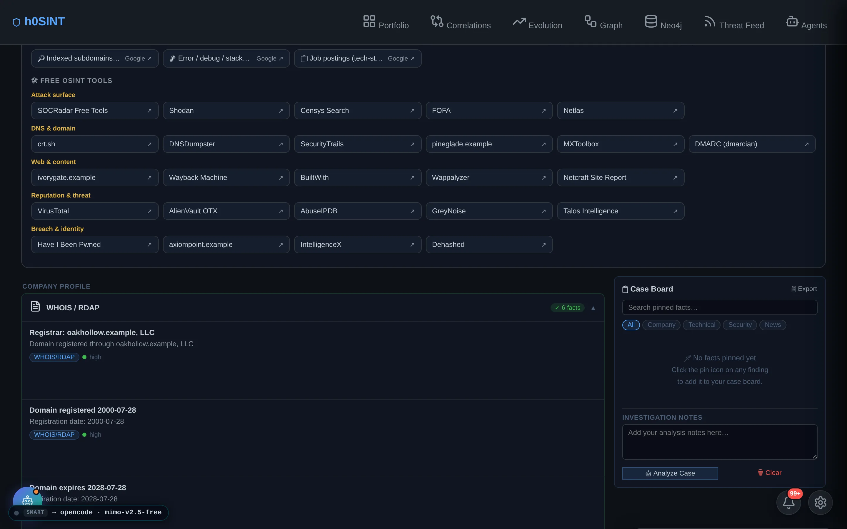 The OSINT Toolbox — dorks and free tools, pre-filled.