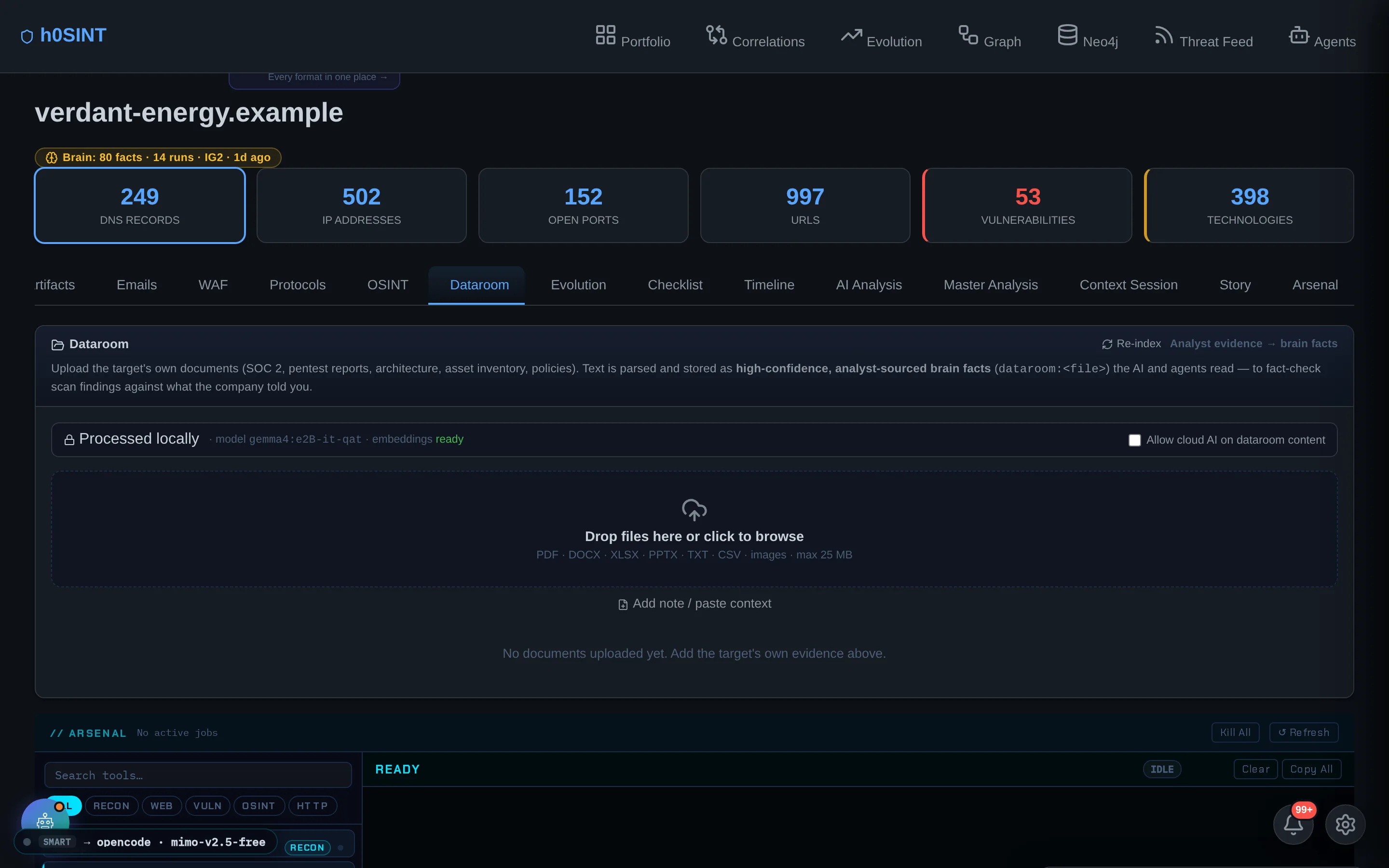 The Dataroom — upload, parse and index your own documents.