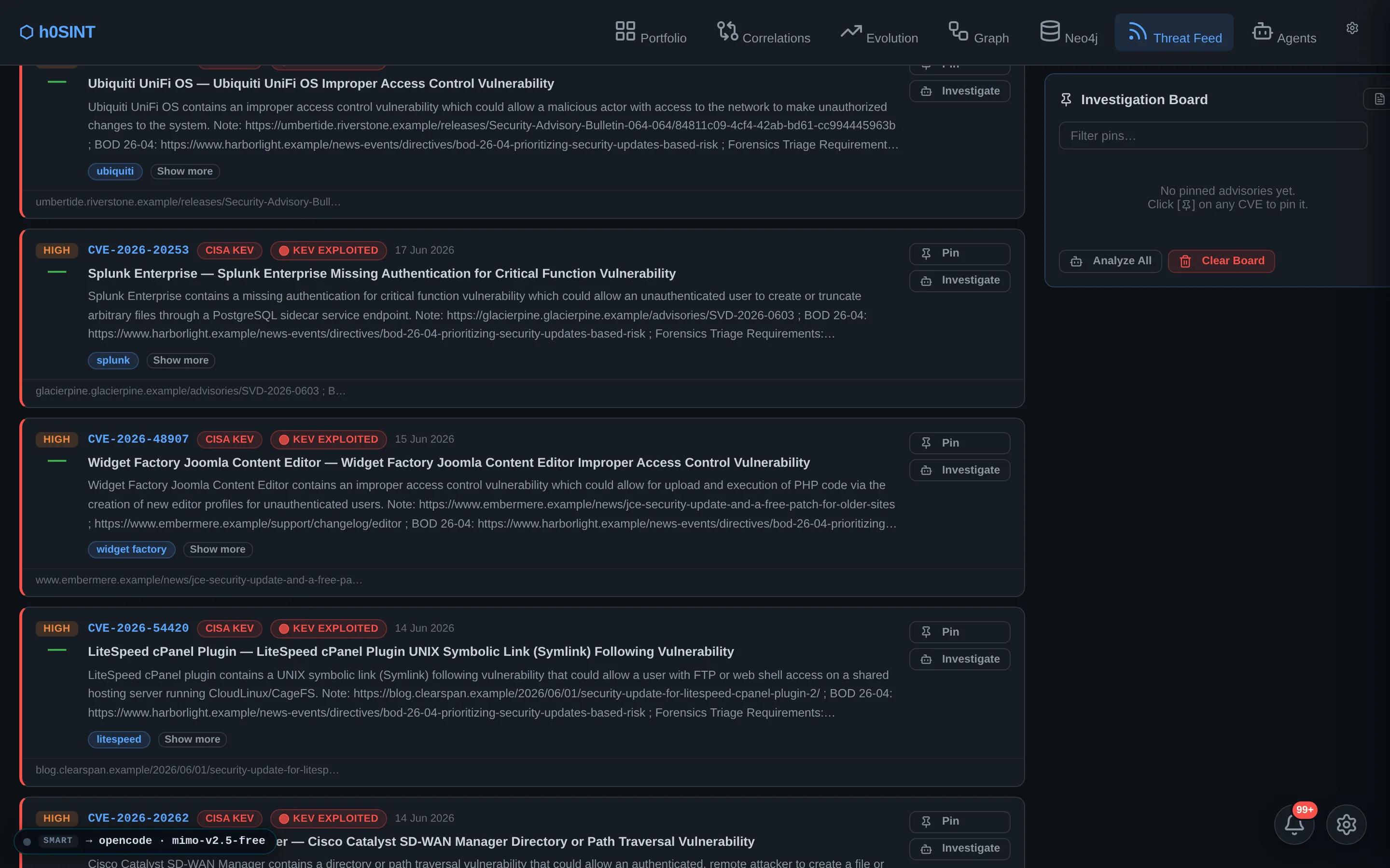 The full feed with product matches against your stack.