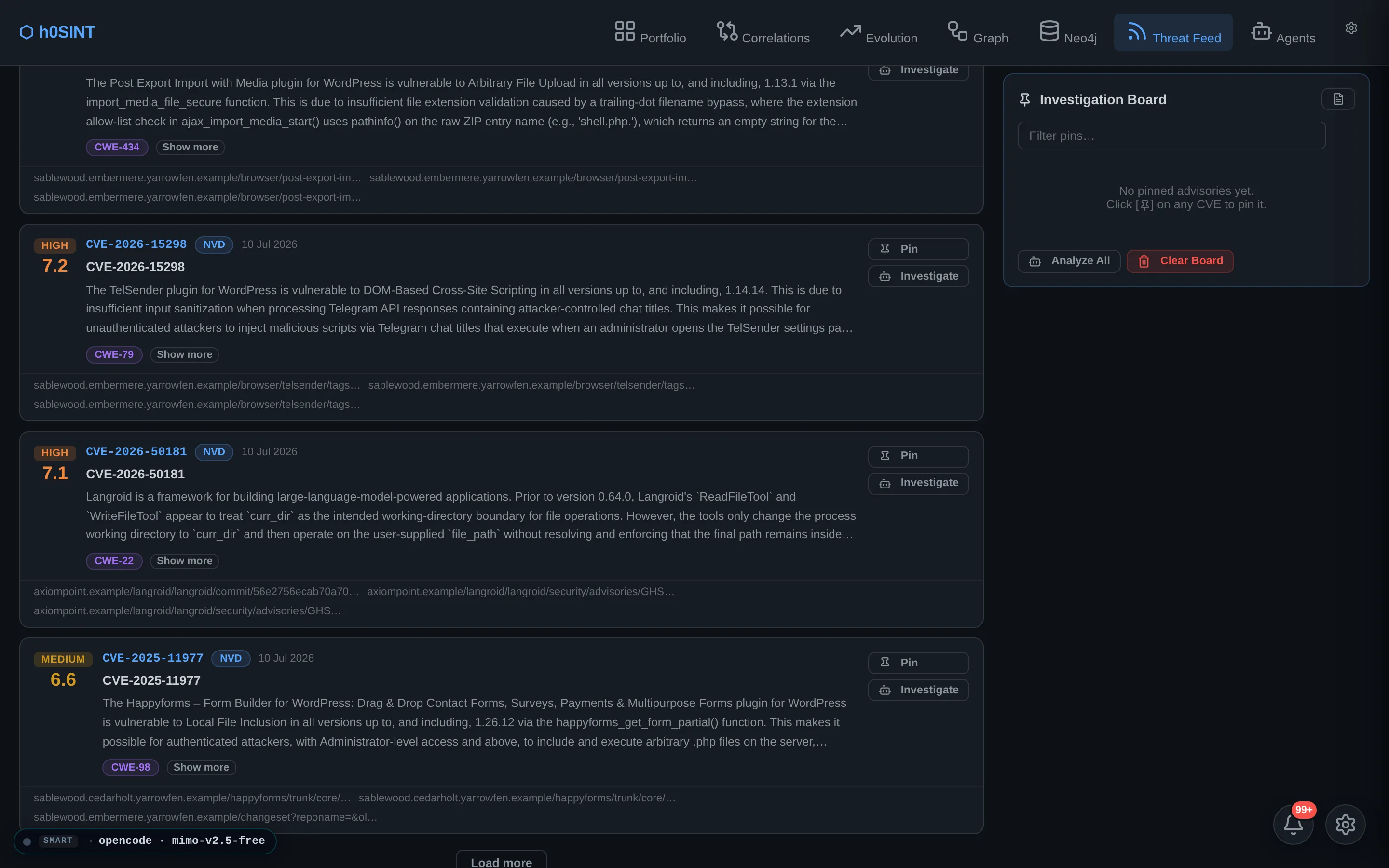 Pinned products — the watch-list feeding the report's synthesis.
